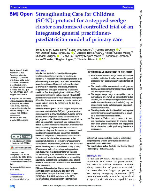 (PDF) Strengthening Care for Children (SC4C): protocol for a stepped ...