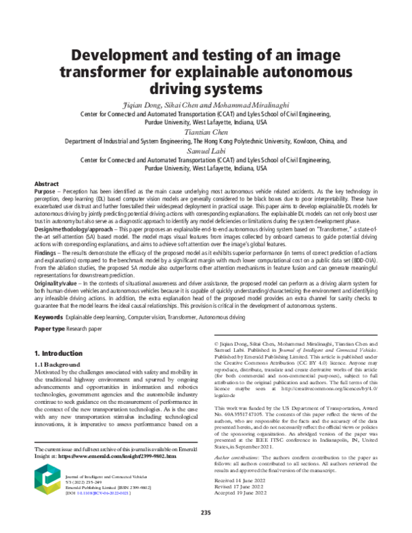 (PDF) Development and testing of an image transformer for explainable ...