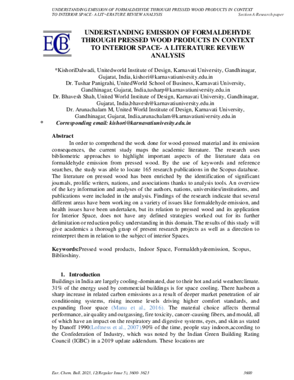 (PDF) UNDERSTANDING EMISSION OF FORMALDEHYDE THROUGH PRESSED WOOD ...
