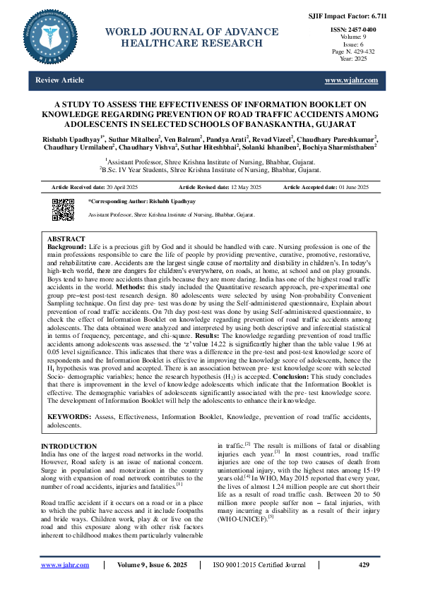 (PDF) A STUDY TO ASSESS THE EFFECTIVENESS OF INFORMATION BOOKLET ON ...
