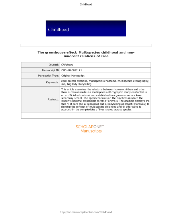 (PDF) The greenhouse effect: Multispecies childhood and non-innocent ...