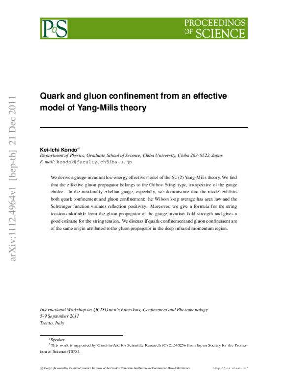 (PDF) Quark and gluon confinement from an effective model of Yang-Mills ...
