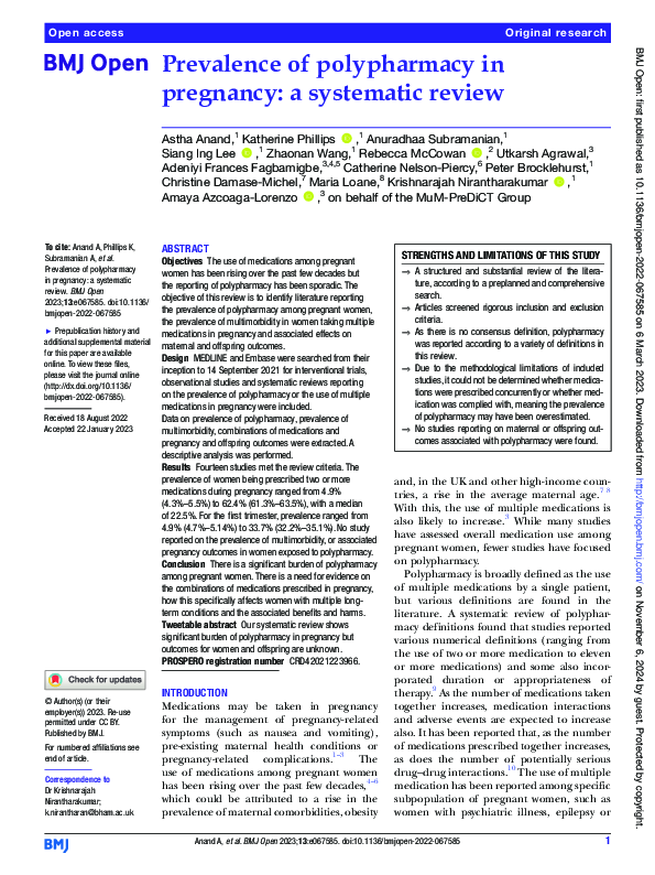 (PDF) Prevalence of polypharmacy in pregnancy: a systematic review