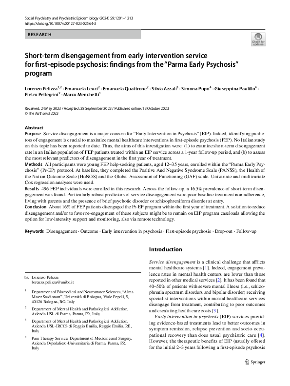 (PDF) Short-term disengagement from early intervention service for ...