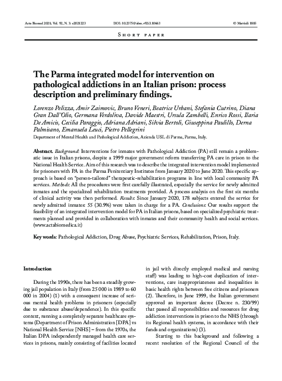 (PDF) The Parma integrated model for intervention on pathological ...