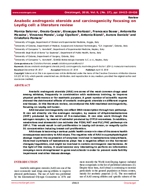 (PDF) Anabolic androgenic steroids and carcinogenicity focusing on ...