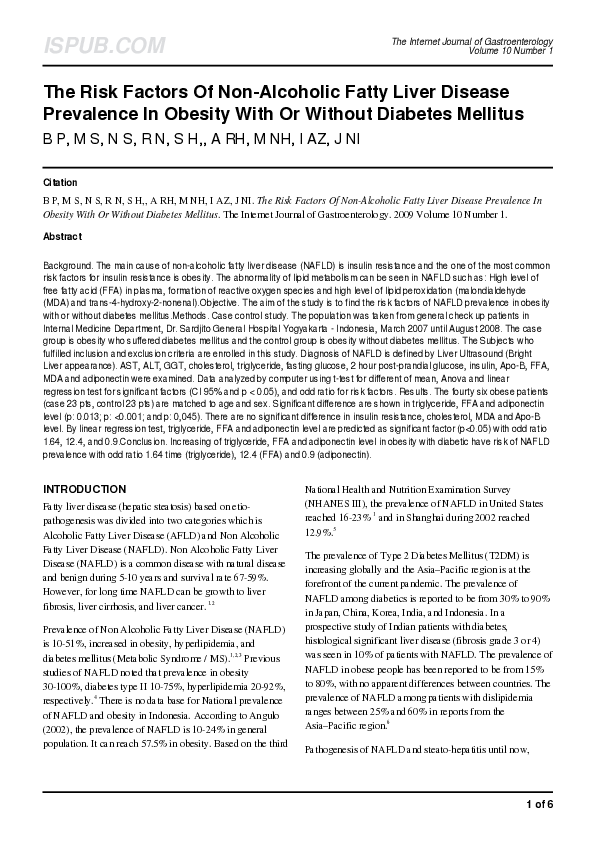 (PDF) The Risk Factors Of Non-Alcoholic Fatty Liver Disease Prevalence ...