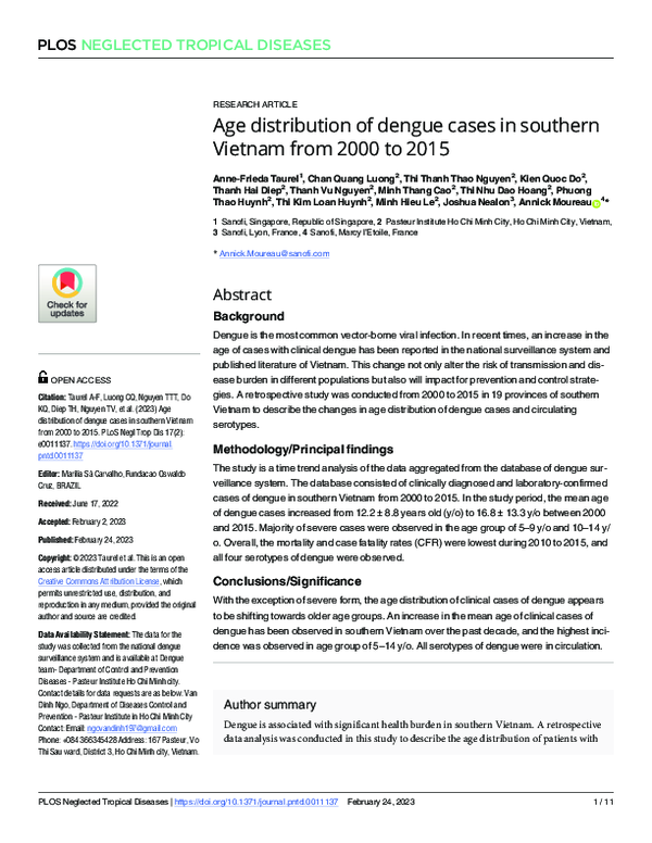(PDF) Age distribution of dengue cases in southern Vietnam from 2000 to ...