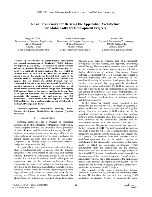 (PDF) A Tool Framework for Deriving the Application Architecture for ...
