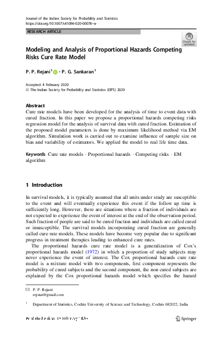 (PDF) Modeling and Analysis of Proportional Hazards Competing Risks ...