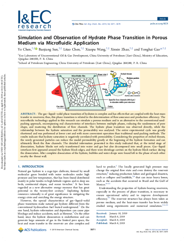 (PDF) Simulation and Observation of Hydrate Phase Transition in Porous ...