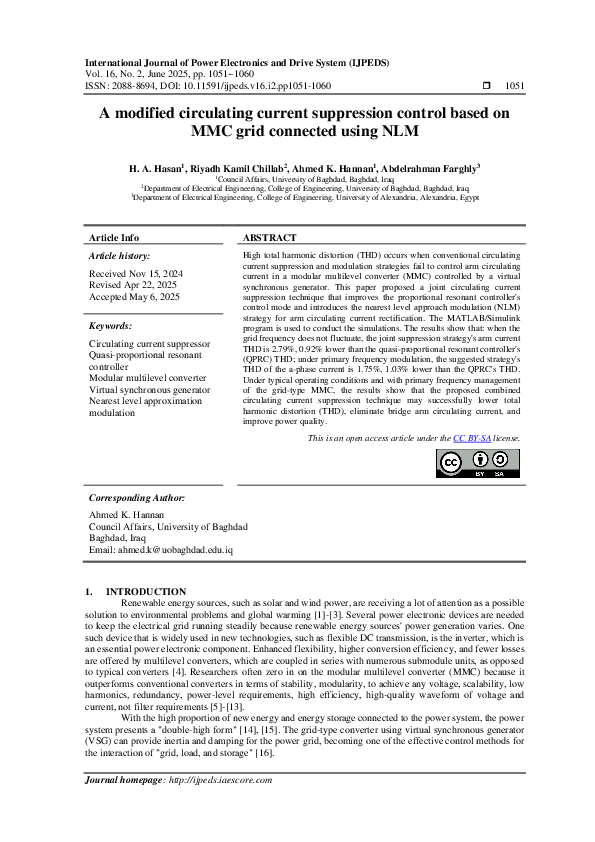 (PDF) A modified circulating current suppression control based on MMC ...