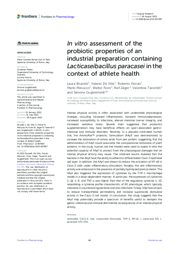 (PDF) In vitro assessment of the probiotic properties of an industrial ...