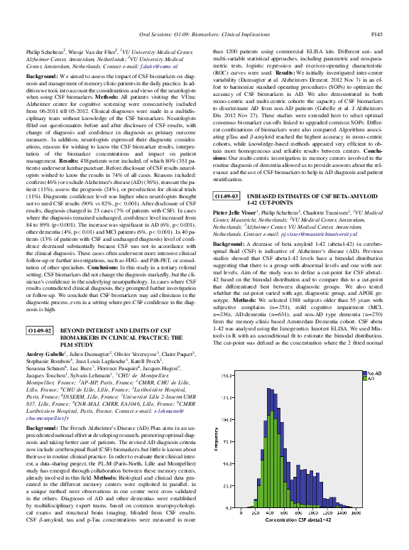 (PDF) Beyond interest and limits of CSF biomarkers in clinical practice ...