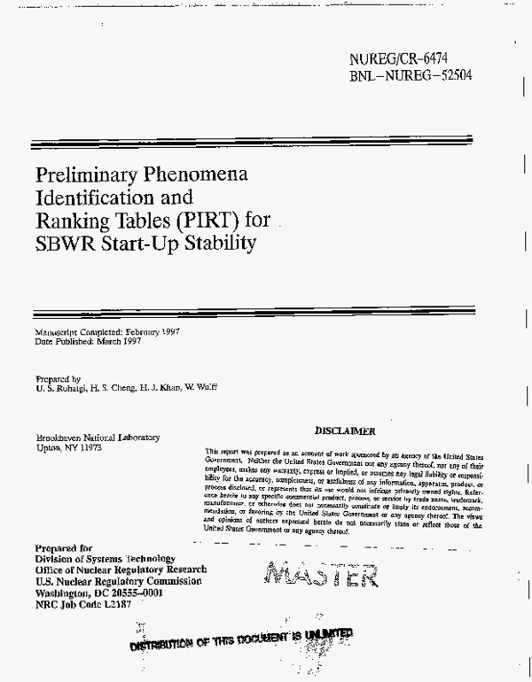 (PDF) Preliminary Phenomena Identification and Ranking Tables (PIRT ...