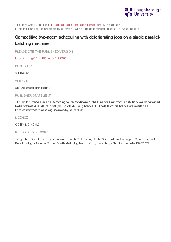 (PDF) Competitive two-agent scheduling with deteriorating jobs on a ...