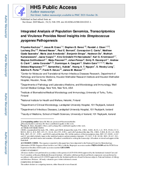 (PDF) Integrated analysis of population genomics, transcriptomics and ...