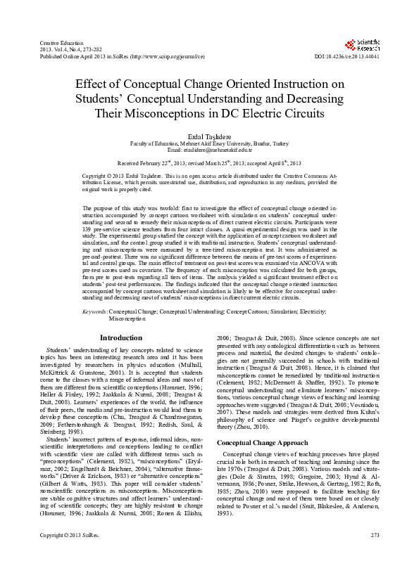 (PDF) Effect of Conceptual Change Oriented Instruction on Students ...