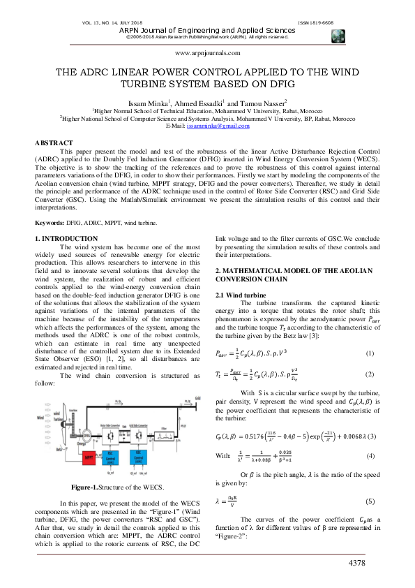 (PDF) The Adrc Linear Power Control Applied to the Wind Turbine System ...