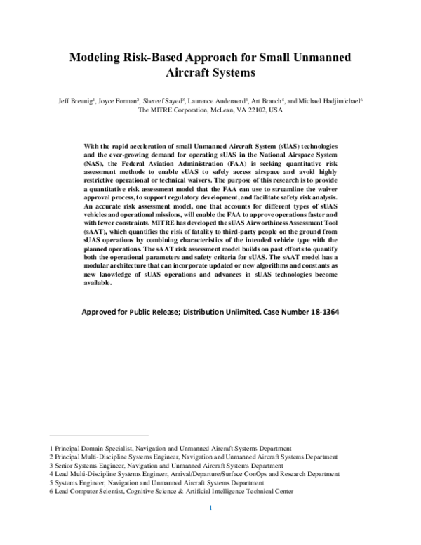 (PDF) Modeling Risk-Based Approach for Small Unmanned Aircraft Systems