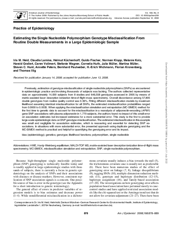(PDF) Estimating the Single Nucleotide Polymorphism Genotype ...