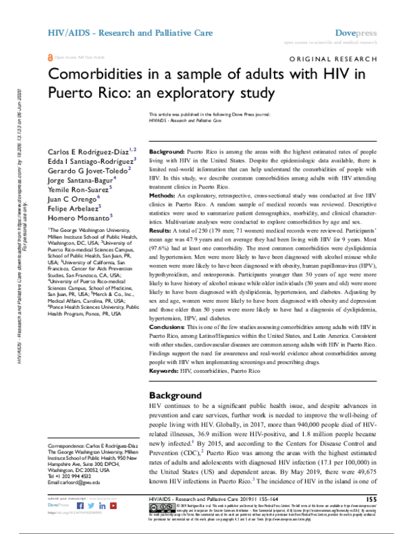 (PDF) Comorbidities in a sample of adults with HIV in Puerto Rico: an ...