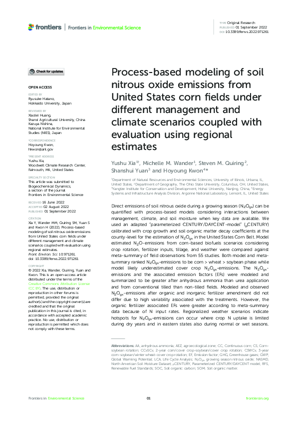 (PDF) Process-based modeling of soil nitrous oxide emissions from ...