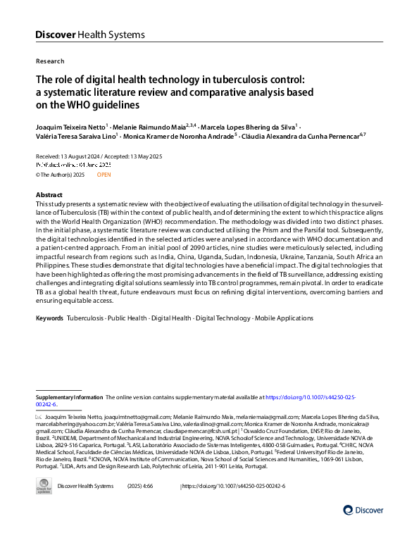 (PDF) The role of digital health technology in tuberculosis control: a ...