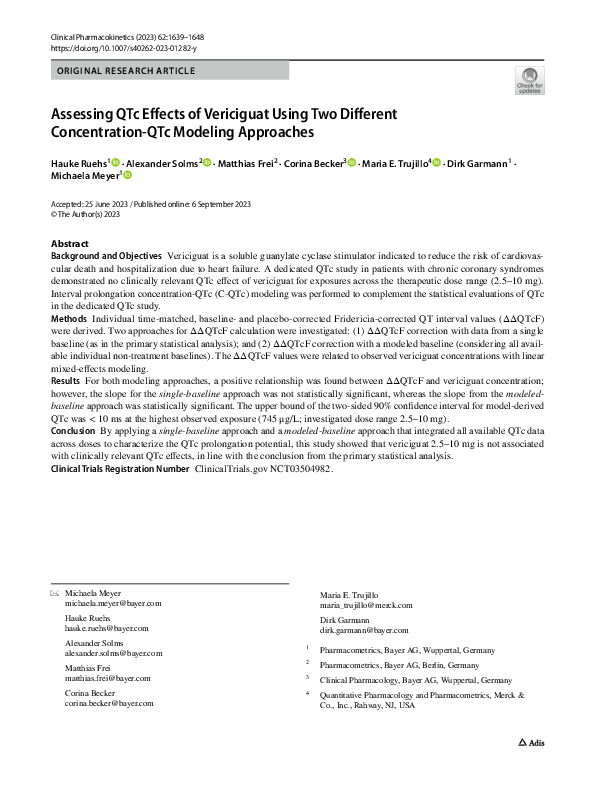 (PDF) Assessing QTc Effects of Vericiguat Using Two Different ...
