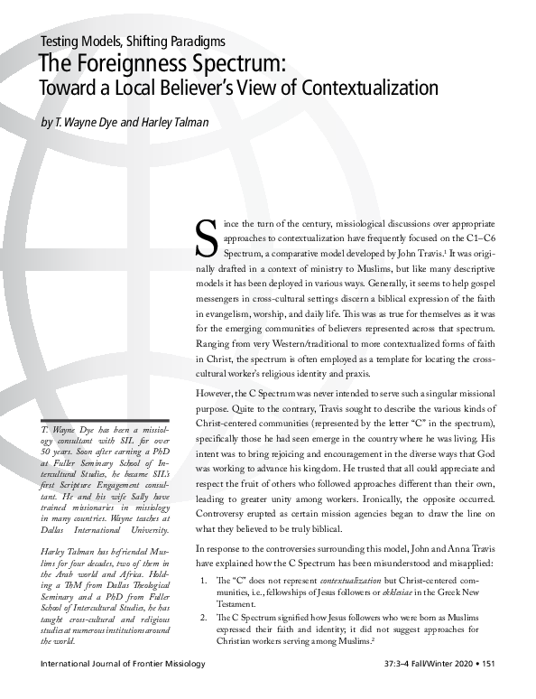 (PDF) The Foreignness Spectrum: Toward a Local Believers View of ...