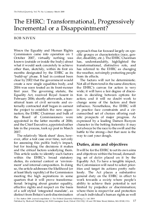 (PDF) The EHRC: Transformational, Progressively Incremental or a ...