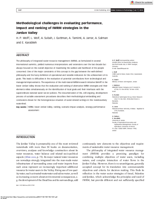 (PDF) Methodological challenges in evaluating performance, impact and ...
