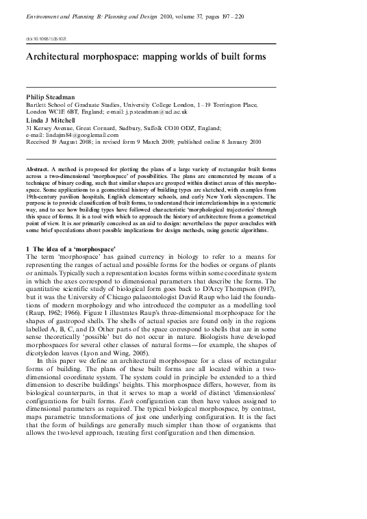 (PDF) Architectural Morphospace: Mapping Worlds of Built Forms
