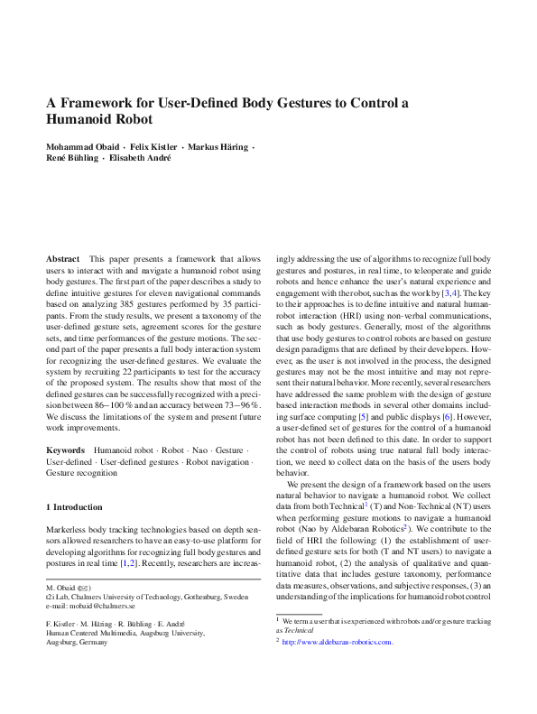(PDF) A Framework for User-Defined Body Gestures to Control a Humanoid ...