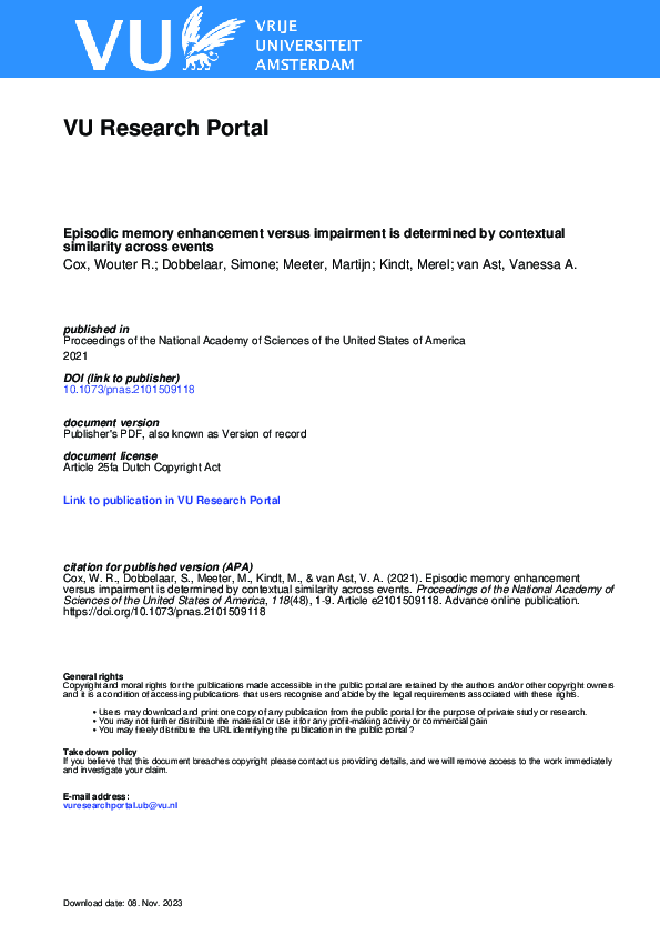 (PDF) Episodic memory enhancement versus impairment is determined by ...