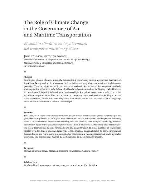 (PDF) The Role of Climate Change in the Governance of Air and Maritime ...