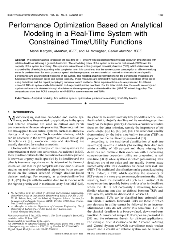 (PDF) Performance Optimization Based on Analytical Modeling in a Real ...