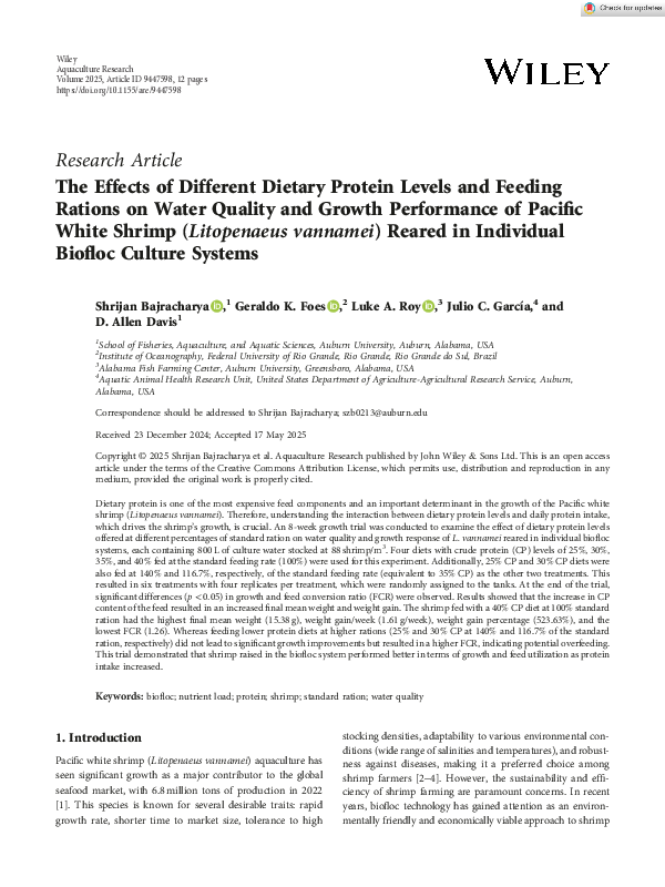 (PDF) The Effects of Different Dietary Protein Levels and Feeding ...