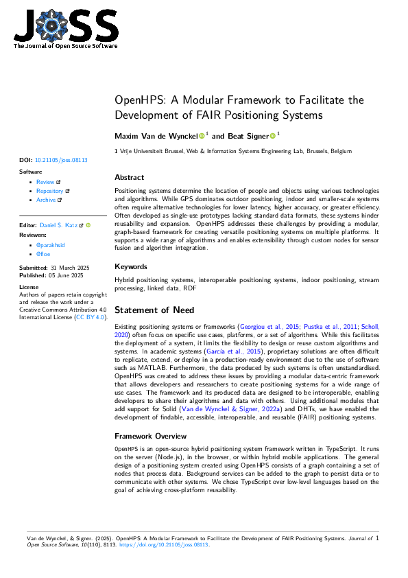 (PDF) OpenHPS: A Modular Framework to Facilitate the Development of ...