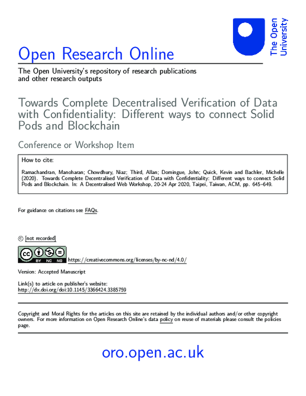 (PDF) Towards Complete Decentralised Verification of Data with ...