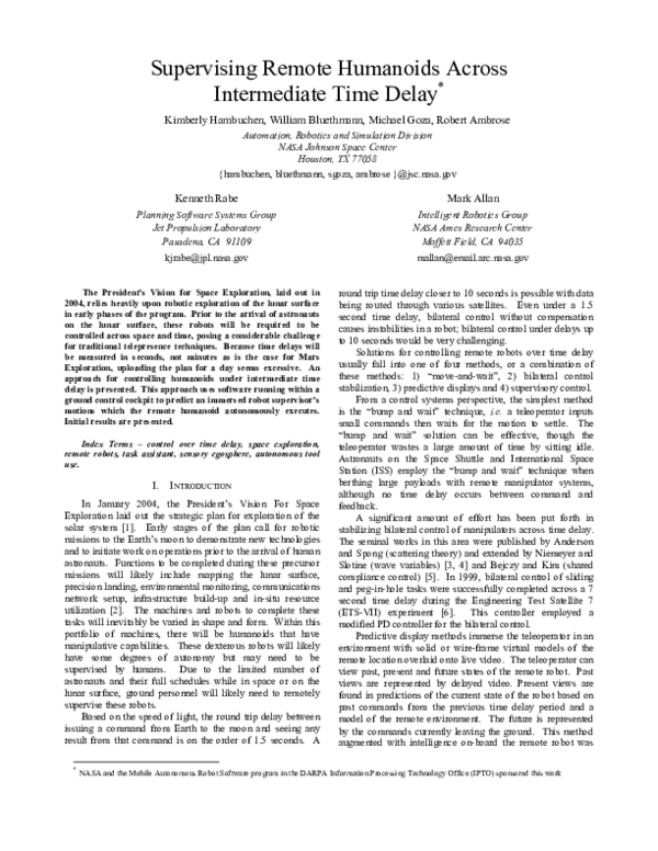 (PDF) Supervising Remote Humanoids Across Intermediate Time Delay