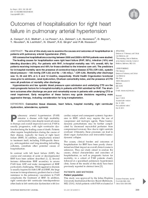 (PDF) Outcomes of hospitalisation for right heart failure in pulmonary ...