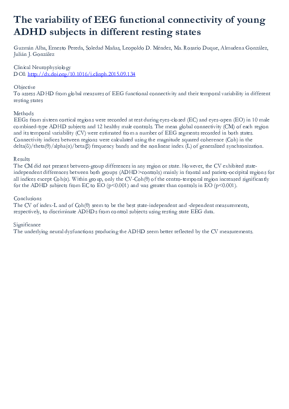 (PDF) The variability of EEG functional connectivity of young ADHD ...