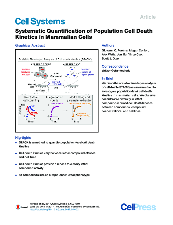 (PDF) Systematic Quantification of Population Cell Death Kinetics in ...