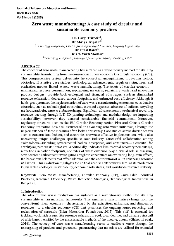 (PDF) Zero waste manufacturing: A case study of circular and ...