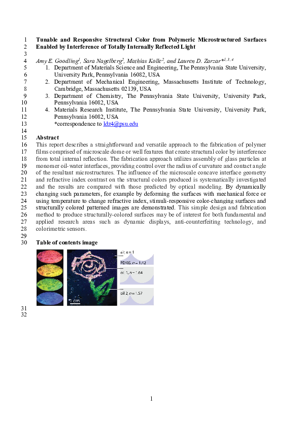 (PDF) Tunable and Responsive Structural Color from Polymeric ...