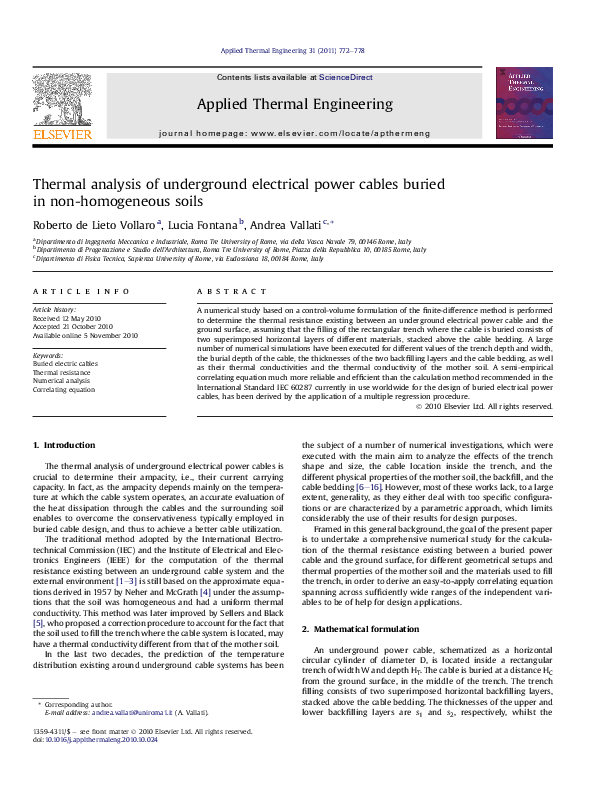 (PDF) Thermal analysis of underground electrical power cables buried in ...