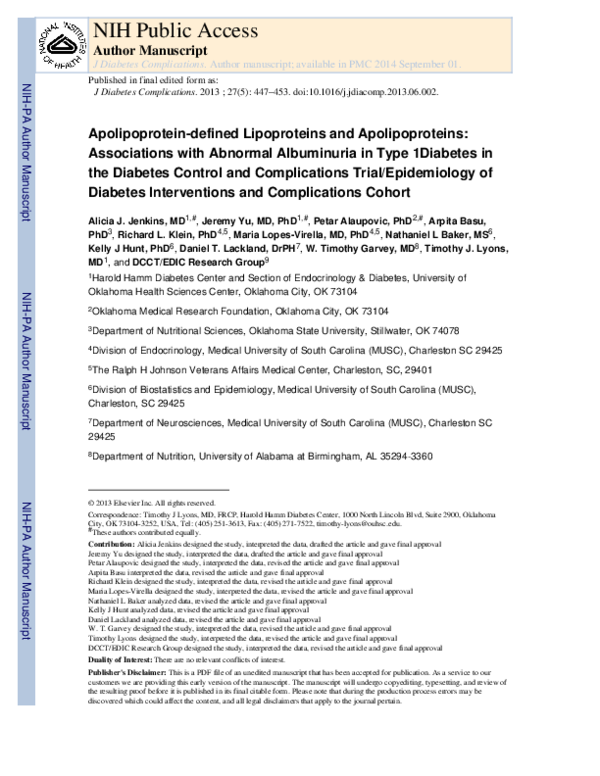 (PDF) Apolipoprotein-defined lipoproteins and apolipoproteins ...