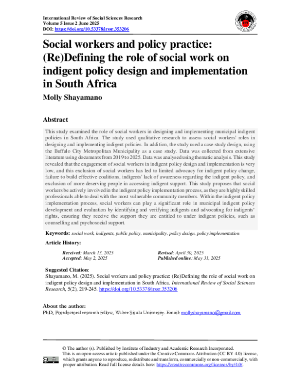 (PDF) Social workers and policy practice: (Re)Defining the role of ...