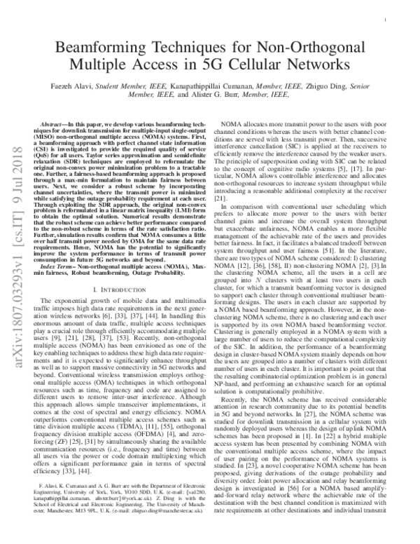 (PDF) Beamforming Techniques for Non-Orthogonal Multiple Access in 5G ...